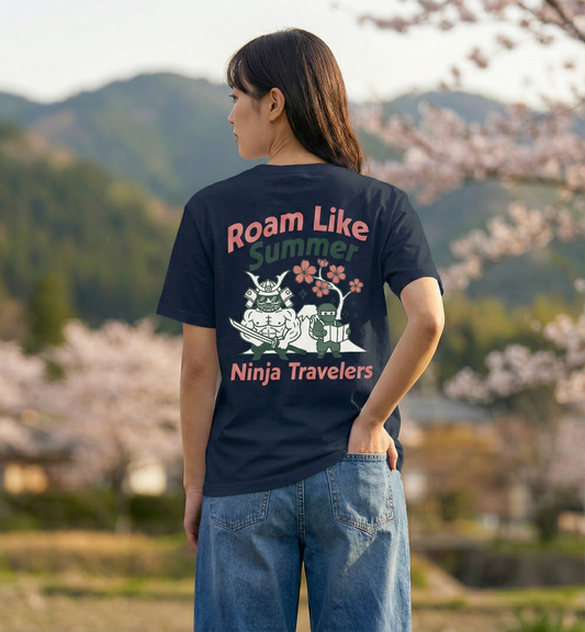 RoamLikeSummer Unisex T-Shirt Ninja Travelers navy