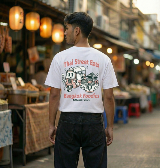 RoamLikeSummer Unisex T-Shirt Thai Streets Eats white