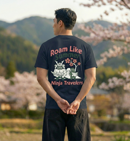 RoamLikeSummer Unisex T-Shirt Ninja Travelers navy