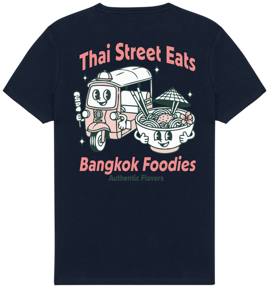 RoamLikeSummer Unisex T-Shirt Thai Streets Eats navy