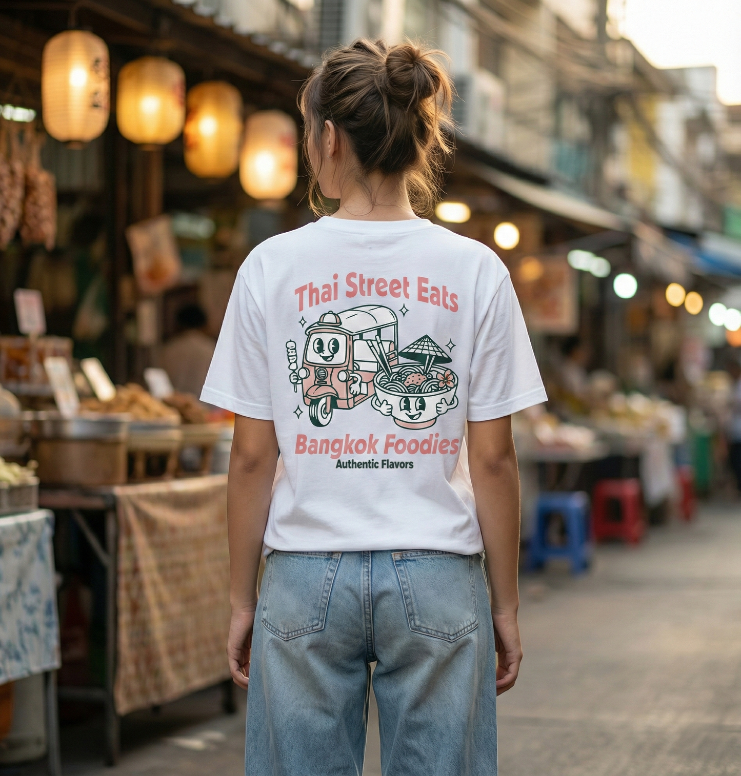 RoamLikeSummer Unisex T-Shirt Thai Streets Eats white