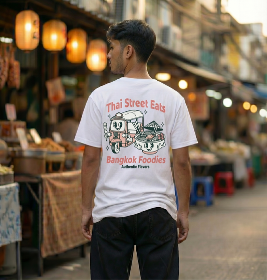 RoamLikeSummer Unisex T-Shirt Thai Streets Eats white